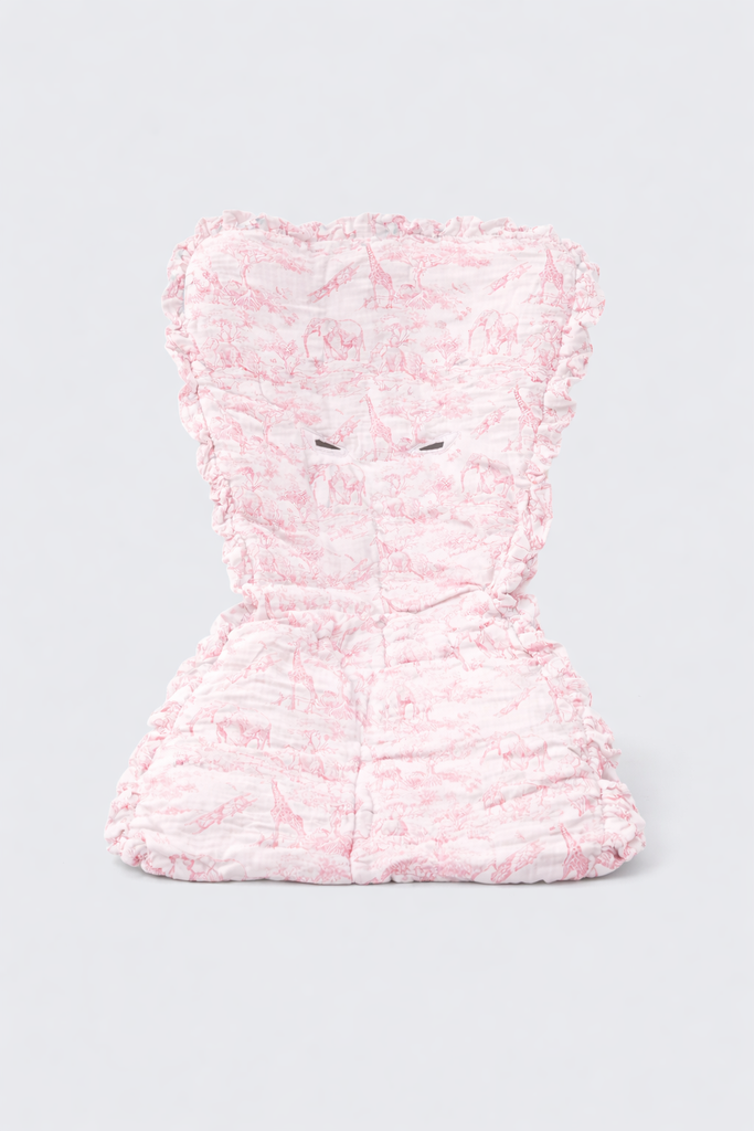 Chancelière Poussette - Toile de Jouy, coloris poudre – cadeau de naissance personnalisé Nid d'Amour Paris