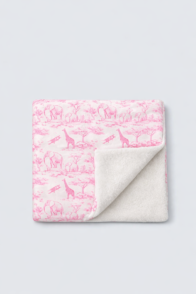 Plaid - Toile de Jouy, coloris poudre – cadeau de naissance personnalisé Nid d'Amour Paris