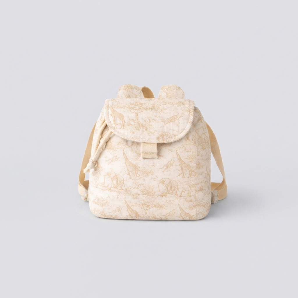 Sac à dos - Toile de Jouy, coloris sable – cadeau de naissance personnalisé Nid d'Amour Paris